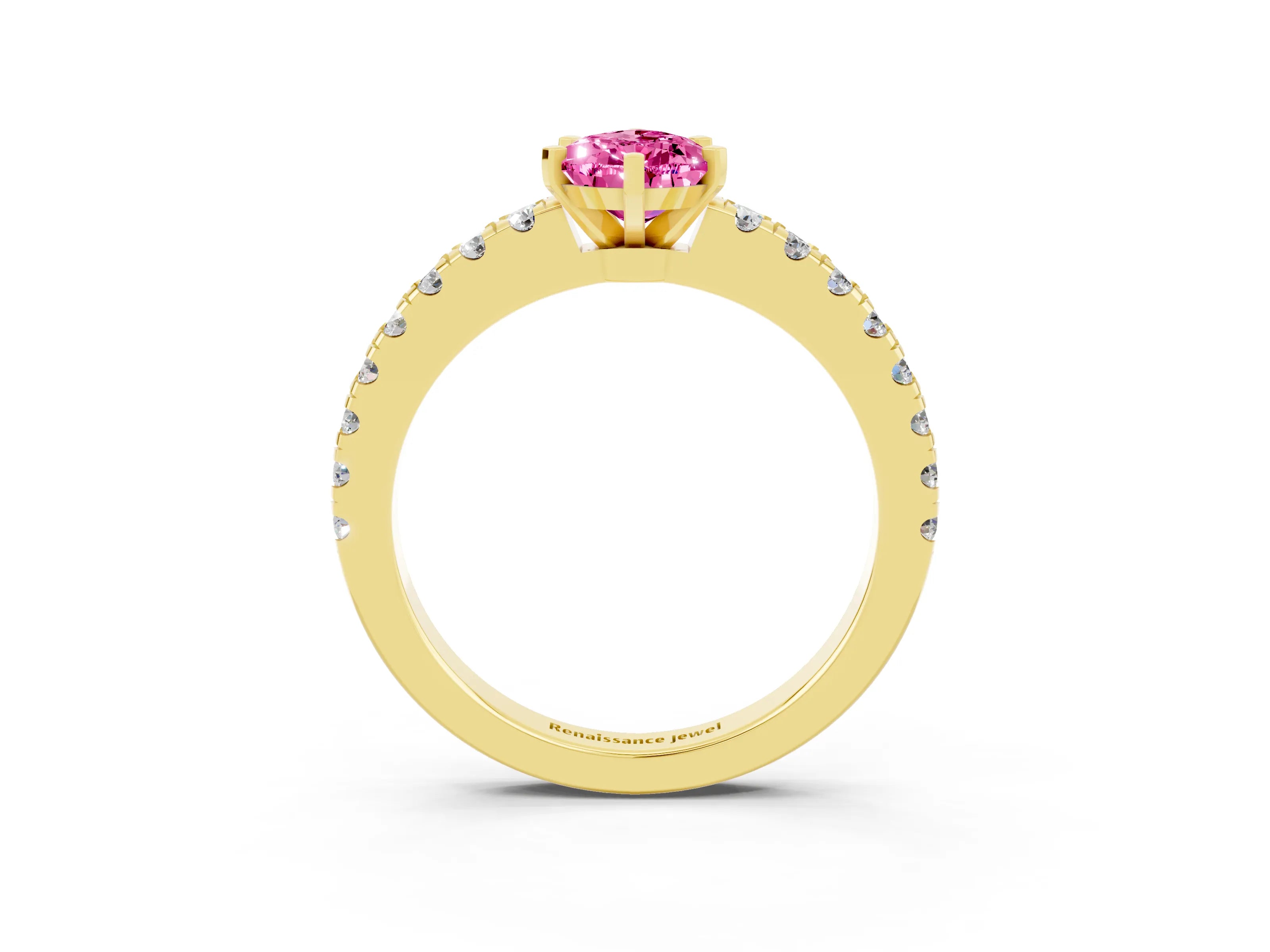 Yellow gold Pear Cut Solitaire Diamond with Pavé Band and Four-Prong Setting_3