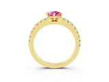Yellow gold Pear Cut Solitaire Diamond with Pavé Band and Four-Prong Setting_3