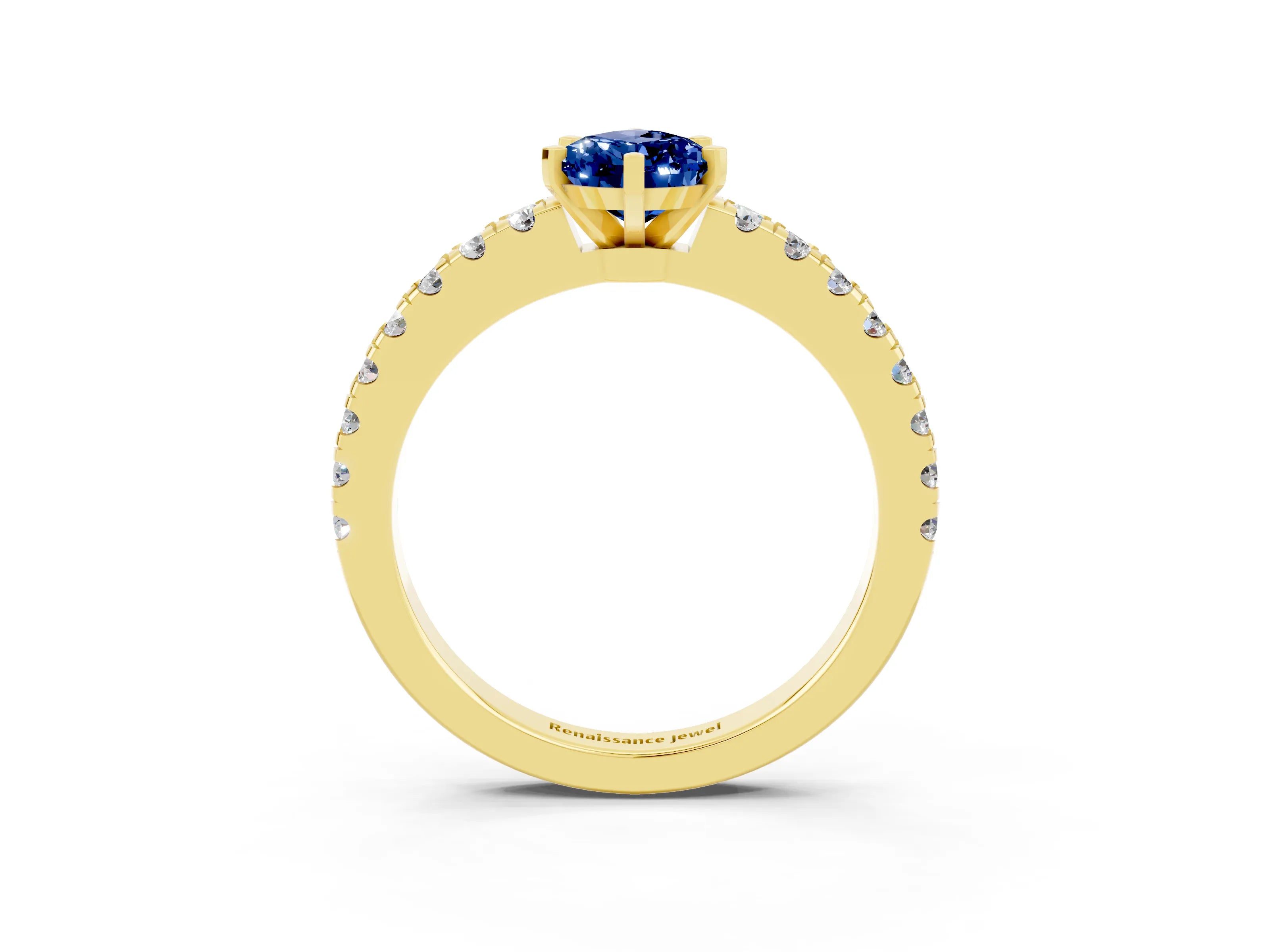 Yellow gold Pear Cut Solitaire Diamond with Pavé Band and Four-Prong Setting_3