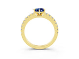 Yellow gold Pear Cut Solitaire Diamond with Pavé Band and Four-Prong Setting_3