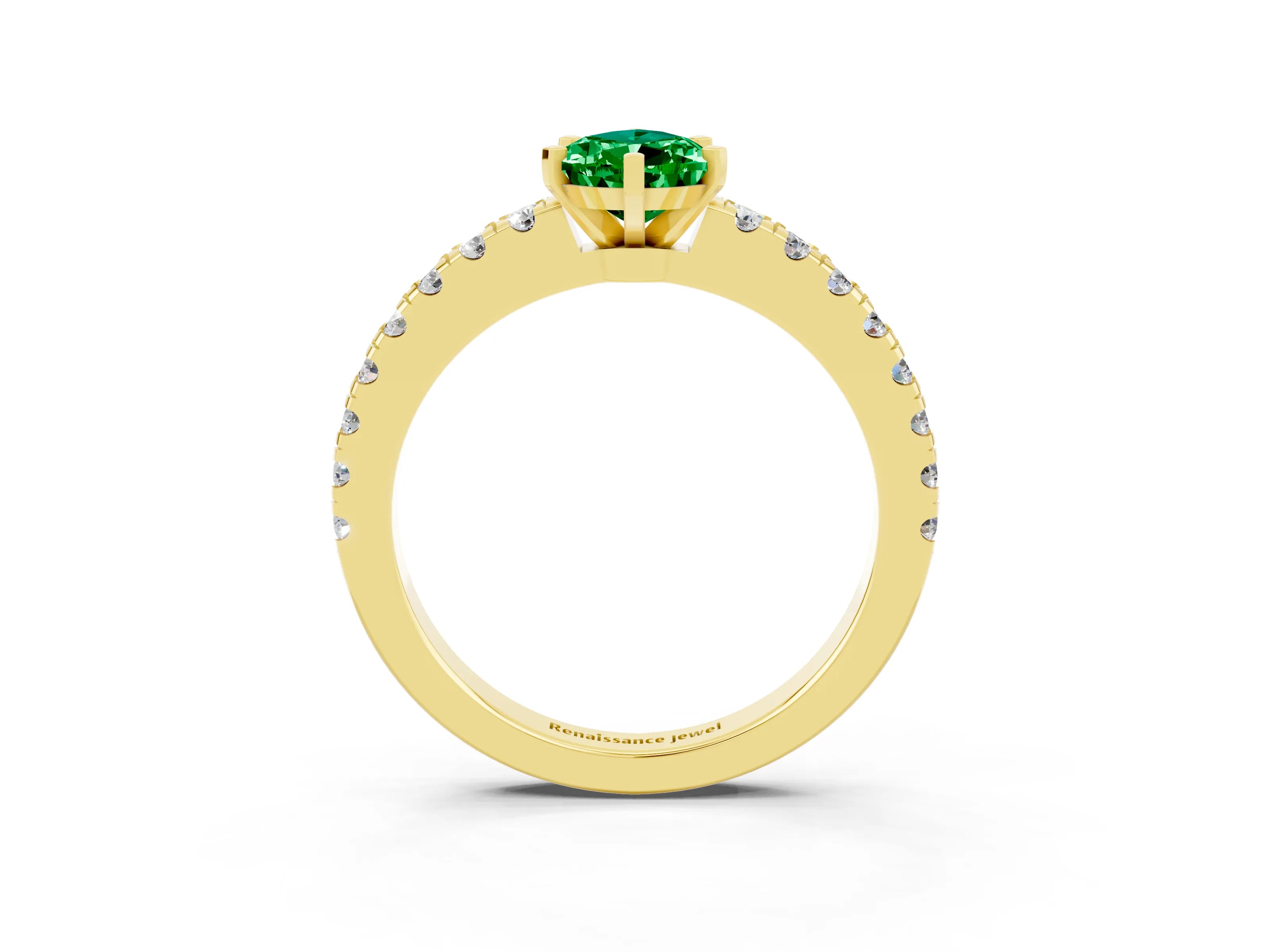 Yellow gold Pear Cut Solitaire Diamond with Pavé Band and Four-Prong Setting_3