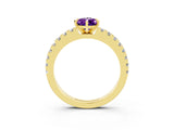 Yellow gold Pear Cut Solitaire Diamond with Pavé Band and Four-Prong Setting_3