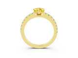 Yellow gold Pear Cut Solitaire Diamond with Pavé Band and Four-Prong Setting_3