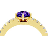 Yellow gold Pear Cut Solitaire Diamond with Pavé Band and Four-Prong Setting_4