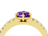 Yellow gold Pear Cut Solitaire Diamond with Pavé Band and Four-Prong Setting_4
