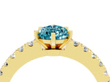 Yellow gold Pear Cut Solitaire Diamond with Pavé Band and Four-Prong Setting_4