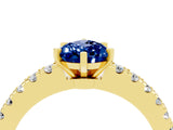 Yellow gold Pear Cut Solitaire Diamond with Pavé Band and Four-Prong Setting_4