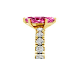 Yellow gold Pear Cut Solitaire Diamond with Pavé Band and Four-Prong Setting_5