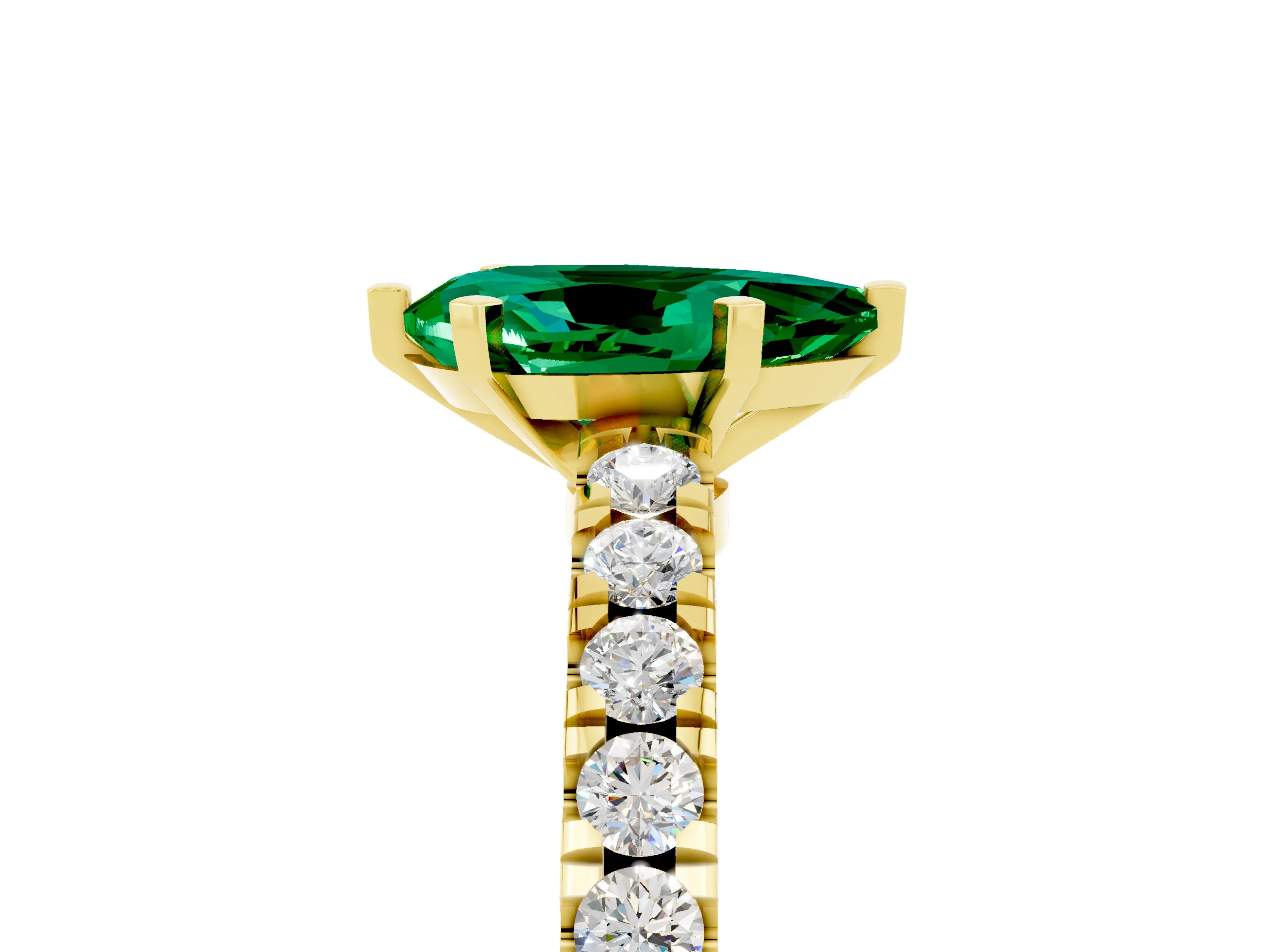 Yellow gold Pear Cut Solitaire Diamond with Pavé Band and Four-Prong Setting_5