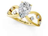Yellow gold Pear Cut Solitaire Diamond with Side Stones on Criss-Cross Band and Four-Prong Setting_26