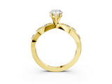 Yellow gold Pear Cut Solitaire Diamond with Side Stones on Criss-Cross Band and Four-Prong Setting_28