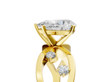Yellow gold Pear Cut Solitaire Diamond with Side Stones on Criss-Cross Band and Four-Prong Setting_30