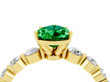 Yellow gold Pear Cut Solitaire Emerald Ring with Pave Band and Four-Prong Setting_4