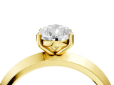 Yellow gold Pear Cut Solitaire Engagement Ring with Flat Band and Four-Prong Setting 4