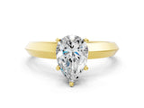 Yellow gold Pear Cut Solitaire Engagement Ring with Flat Band and Four-Prong Setting