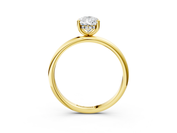 Yellow gold Pear Cut Solitaire Engagement Ring with Four-Prong Setting and Classic Band