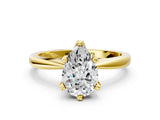 Yellow gold Pear Cut Solitaire Engagement Ring with Six-Prong Setting and Tapered Band_7