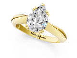 Yellow gold Pear Cut Solitaire Engagement Ring with Tapered Band and Four-Prong Setting 1