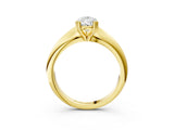 Yellow gold Pear Cut Solitaire Engagement Ring with Tapered Band and Four-Prong Setting 3