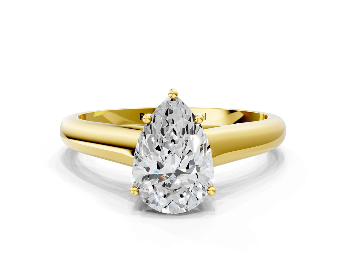 Yellow gold Pear Cut Solitaire Engagement Ring with Tapered Band and Four-Prong Setting_3