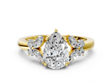Yellow gold Pear Cut Solitaire Floral Diamond Ring with Four-Prong Setting_37