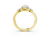Yellow gold Pear Cut Solitaire Floral Diamond Ring with Four-Prong Setting_40