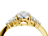Yellow gold Pear Cut Solitaire Floral Diamond Ring with Four-Prong Setting_41