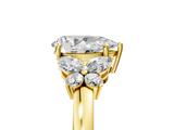 Yellow gold Pear Cut Solitaire Floral Diamond Ring with Four-Prong Setting_42