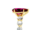 Yellow gold Pear Cut Solitaire Garnet Ring with Pave Band and Four-Prong Setting_5