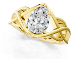 Yellow gold Pear Cut Solitaire Intertwined Band Prong Setting Ring_11