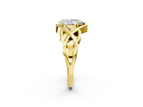 Yellow gold Pear Cut Solitaire Intertwined Band Prong Setting Ring_12