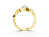 Yellow gold Pear Cut Solitaire Intertwined Band Prong Setting Ring_13