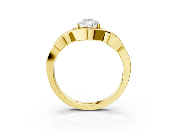 Yellow Gold Pear-Shaped Woven Solitaire Engagement Ring Setting