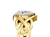 Yellow gold Pear Cut Solitaire Intertwined Band Prong Setting Ring_15