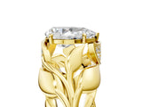 Yellow gold Pear Cut Solitaire Leaf-Inspired Engagement Ring with Prong Setting_20