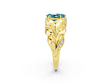 Yellow gold Pear Cut Solitaire Leaf-Inspired Engagement Ring with Prong Setting_2
