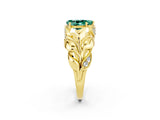 Yellow gold Pear Cut Solitaire Leaf-Inspired Engagement Ring with Prong Setting_2