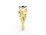 Yellow gold Pear Cut Solitaire Leaf-Inspired Engagement Ring with Prong Setting_2