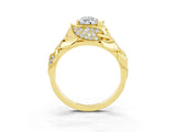 Yellow gold Pear Cut Solitaire Leaf-Inspired Engagement Ring with Prong Setting_3