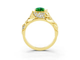 Yellow gold Pear Cut Solitaire Leaf-Inspired Engagement Ring with Prong Setting_3