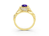 Yellow gold Pear Cut Solitaire Leaf-Inspired Engagement Ring with Prong Setting_3