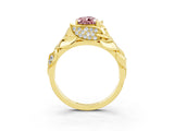 Yellow gold Pear Cut Solitaire Leaf-Inspired Engagement Ring with Prong Setting_3