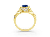 Yellow gold Pear Cut Solitaire Leaf-Inspired Engagement Ring with Prong Setting_3