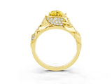 Yellow gold Pear Cut Solitaire Leaf-Inspired Engagement Ring with Prong Setting_3