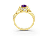 Yellow gold Pear Cut Solitaire Leaf-Inspired Engagement Ring with Prong Setting_3