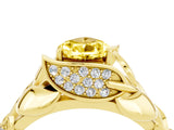Yellow gold Pear Cut Solitaire Leaf-Inspired Engagement Ring with Prong Setting_4