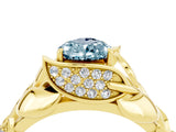 Yellow gold Pear Cut Solitaire Leaf-Inspired Engagement Ring with Prong Setting_4