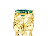 Yellow gold Pear Cut Solitaire Leaf-Inspired Engagement Ring with Prong Setting_5