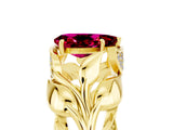 Yellow gold Pear Cut Solitaire Leaf-Inspired Engagement Ring with Prong Setting_5