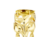 Yellow gold Pear Cut Solitaire Leaf-Inspired Engagement Ring with Prong Setting_5